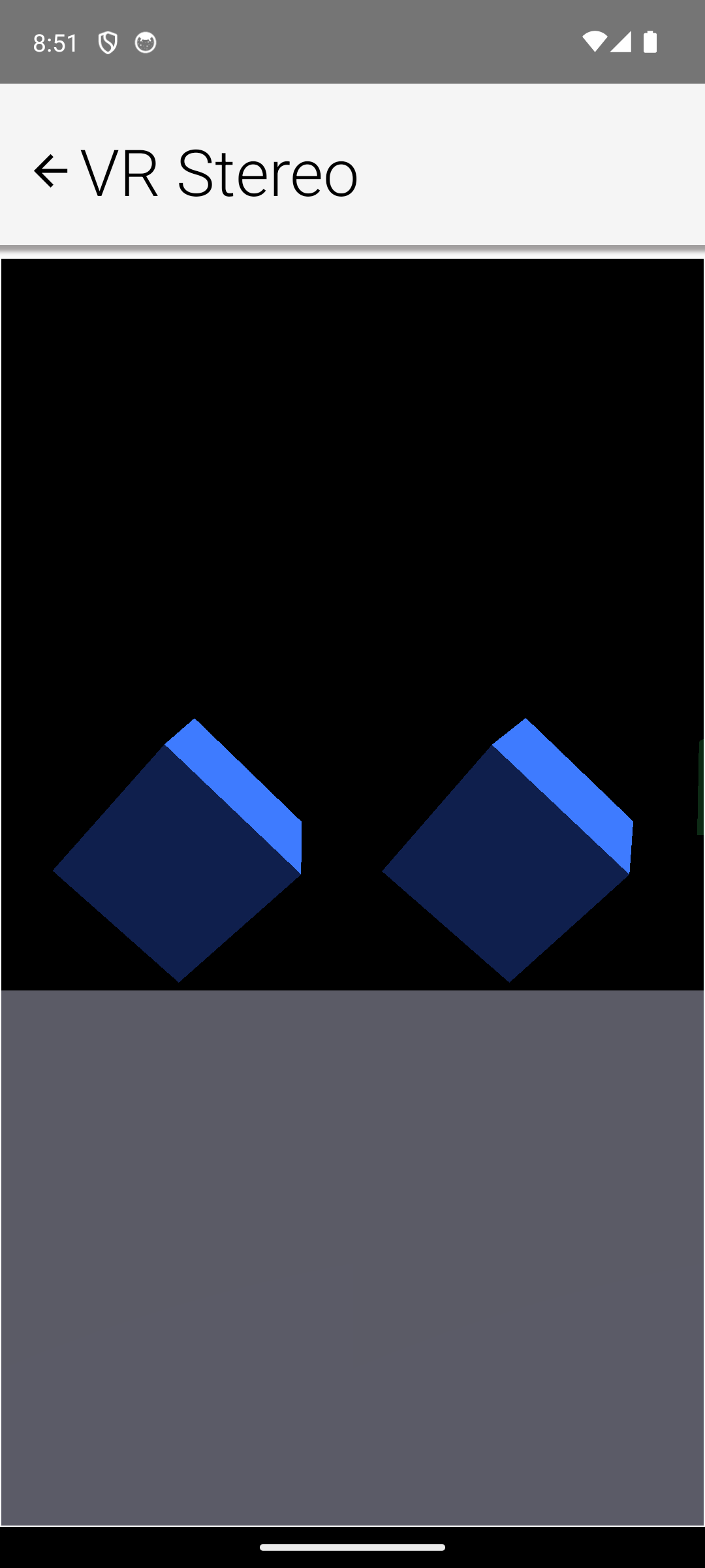 A stereo scene; the offset between the eye views is the depth cue