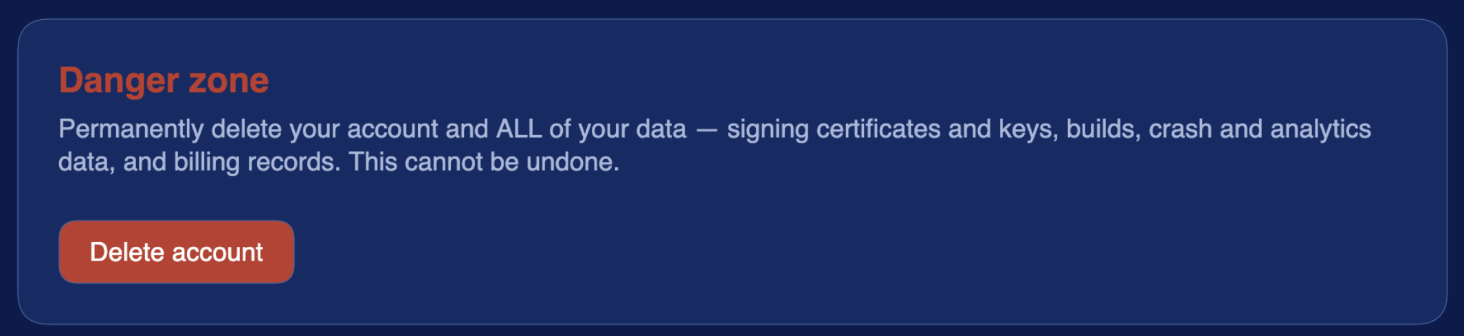 Self service account deletion