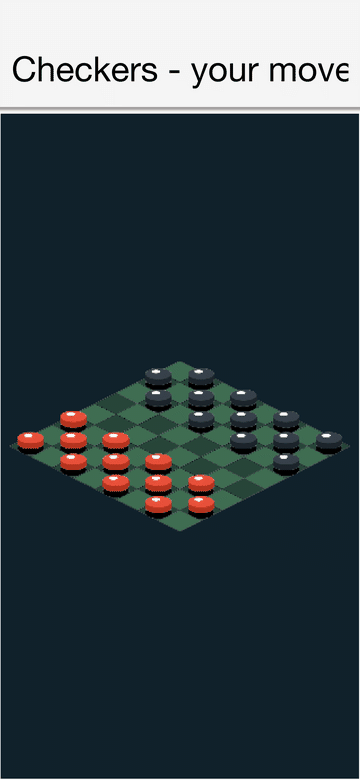 The isometric checkers sample, trading moves with the built-in AI