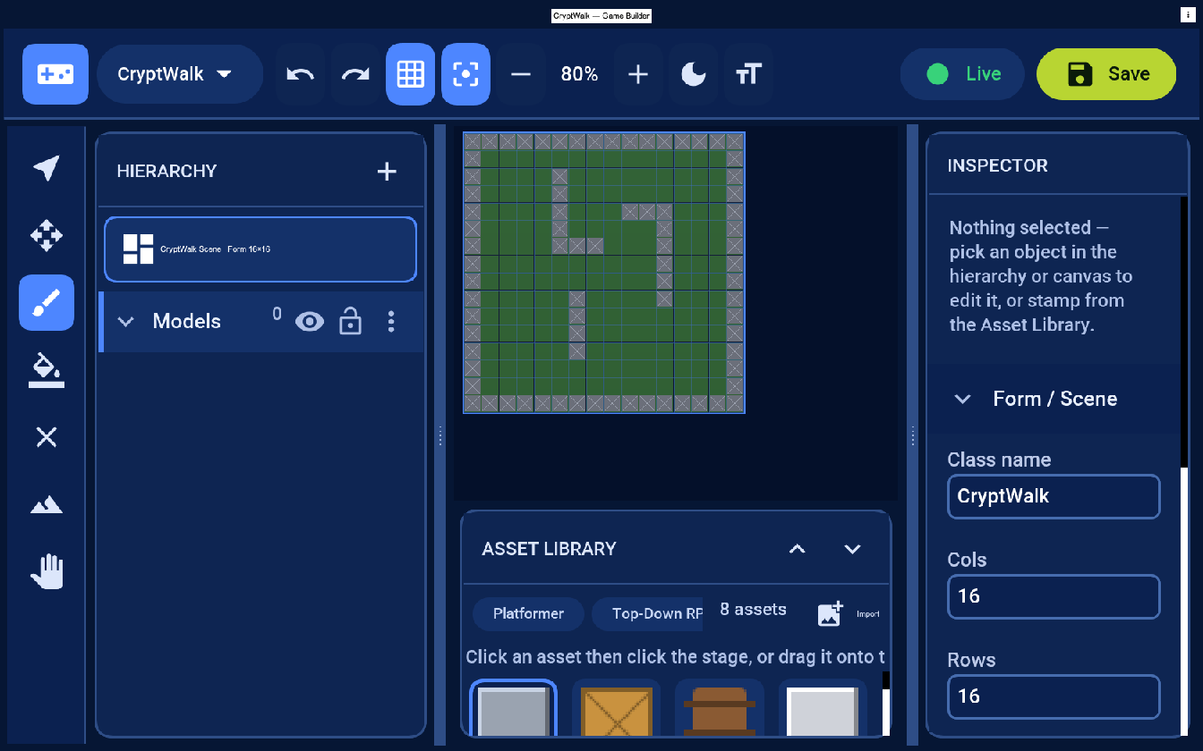Building the maze with the Wall brush