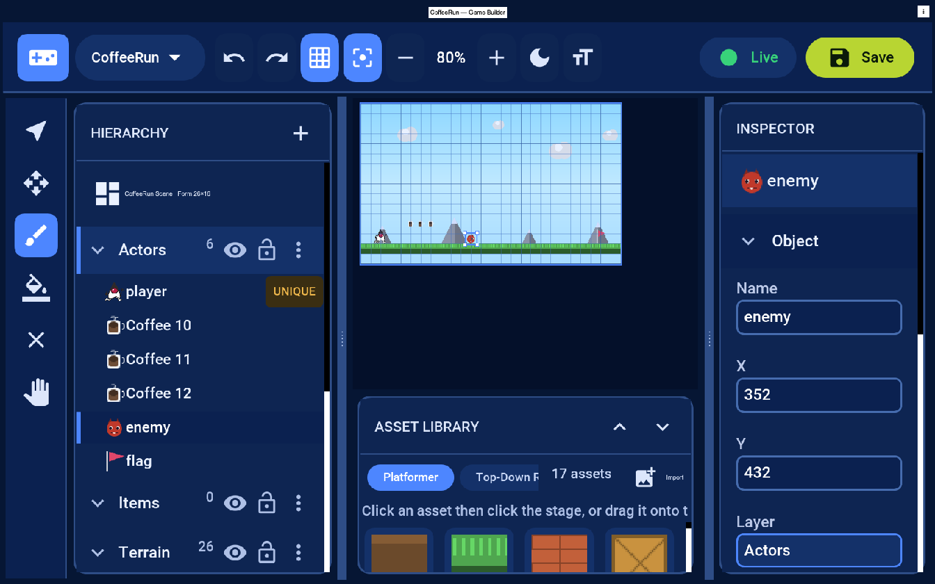 Adding a patrolling exception monster and a goal flag
