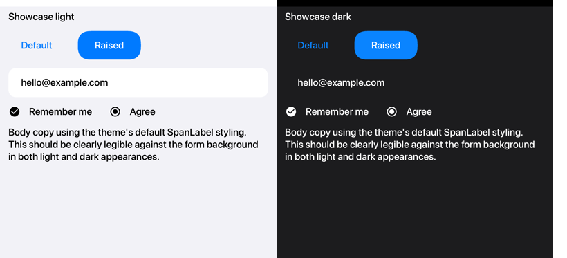 iOS Modern theme — light and dark
