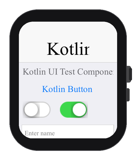 A Codename One UI rendered on the Apple Watch simulator through the Core Graphics backend