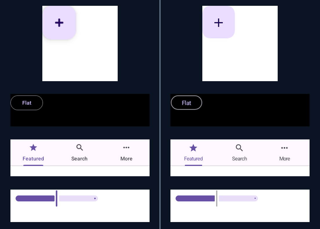 Native Material 3 controls beside Codename One Android Material controls