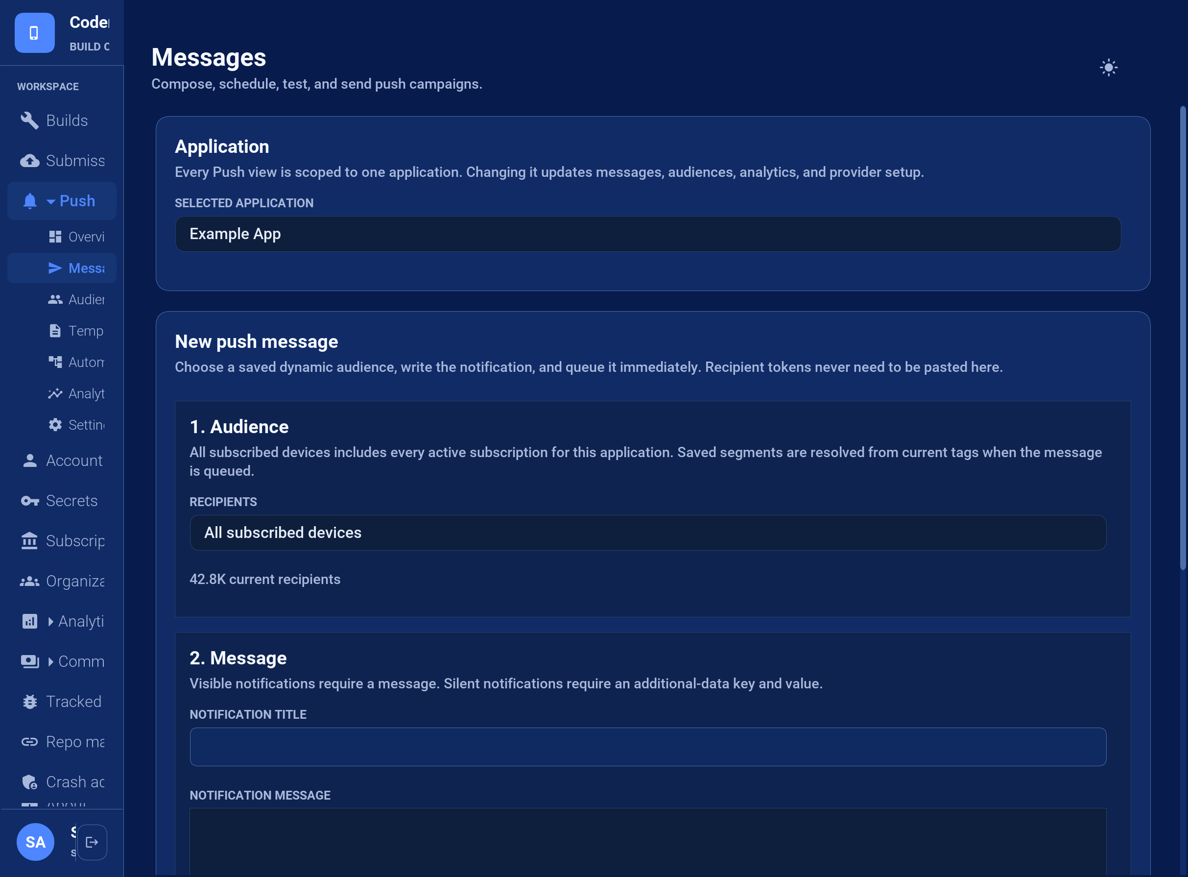Per-message push state and provider outcomes