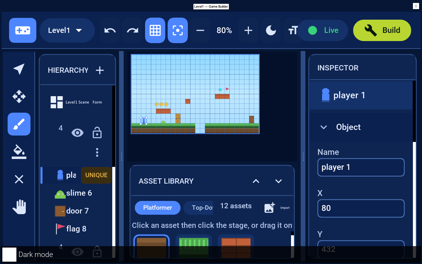 Editing a selected object’s properties