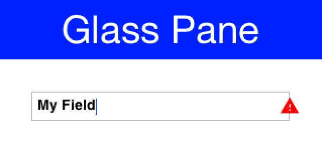 The glass pane draws the warning sign on the border of the component peeking out