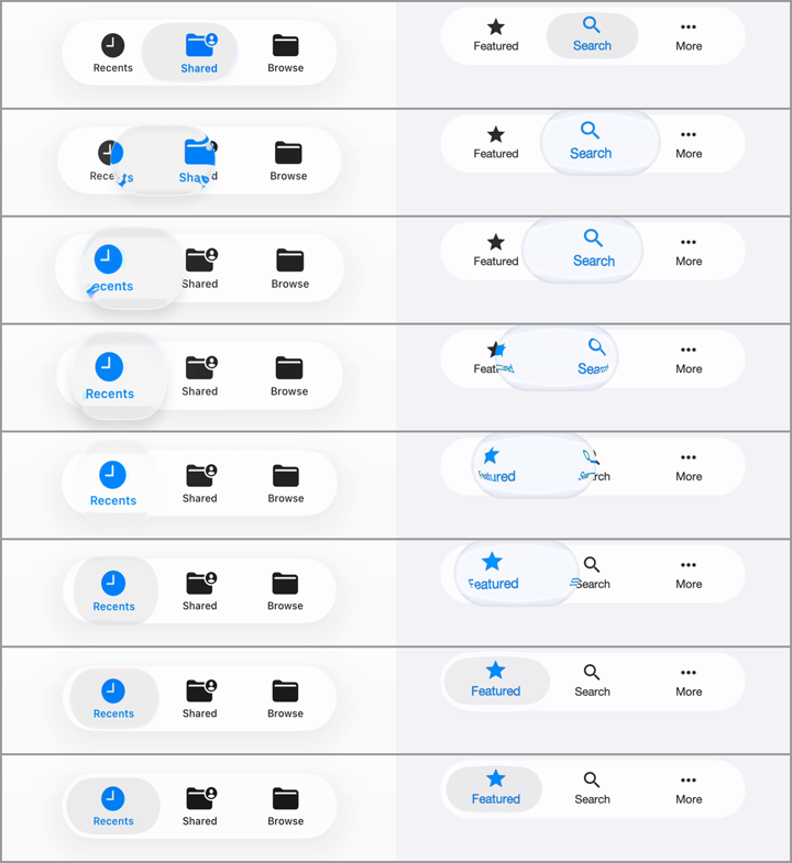 Native iOS 26 tab bar vs the Codename One morph